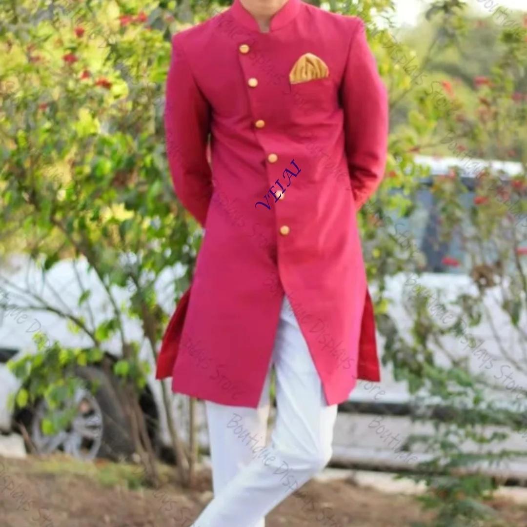 Customized Long Single Breasted Men's Suit Two-Piece Set Chic Casual Jacket And Pants Outfit for Party Prom Wedding