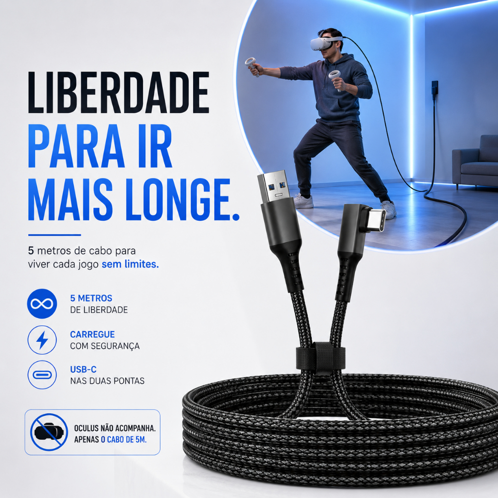 Cabo Para Quest3 / Usb-c X Usb-a / 5 Metros