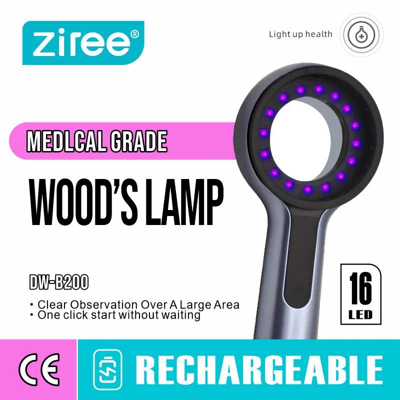 Wood's Lamp Skin Analyzer, Portable UV Light Beauty Tool for Home Use, Detect Acne Pigment Oil & Skin Problems, Rechargeable