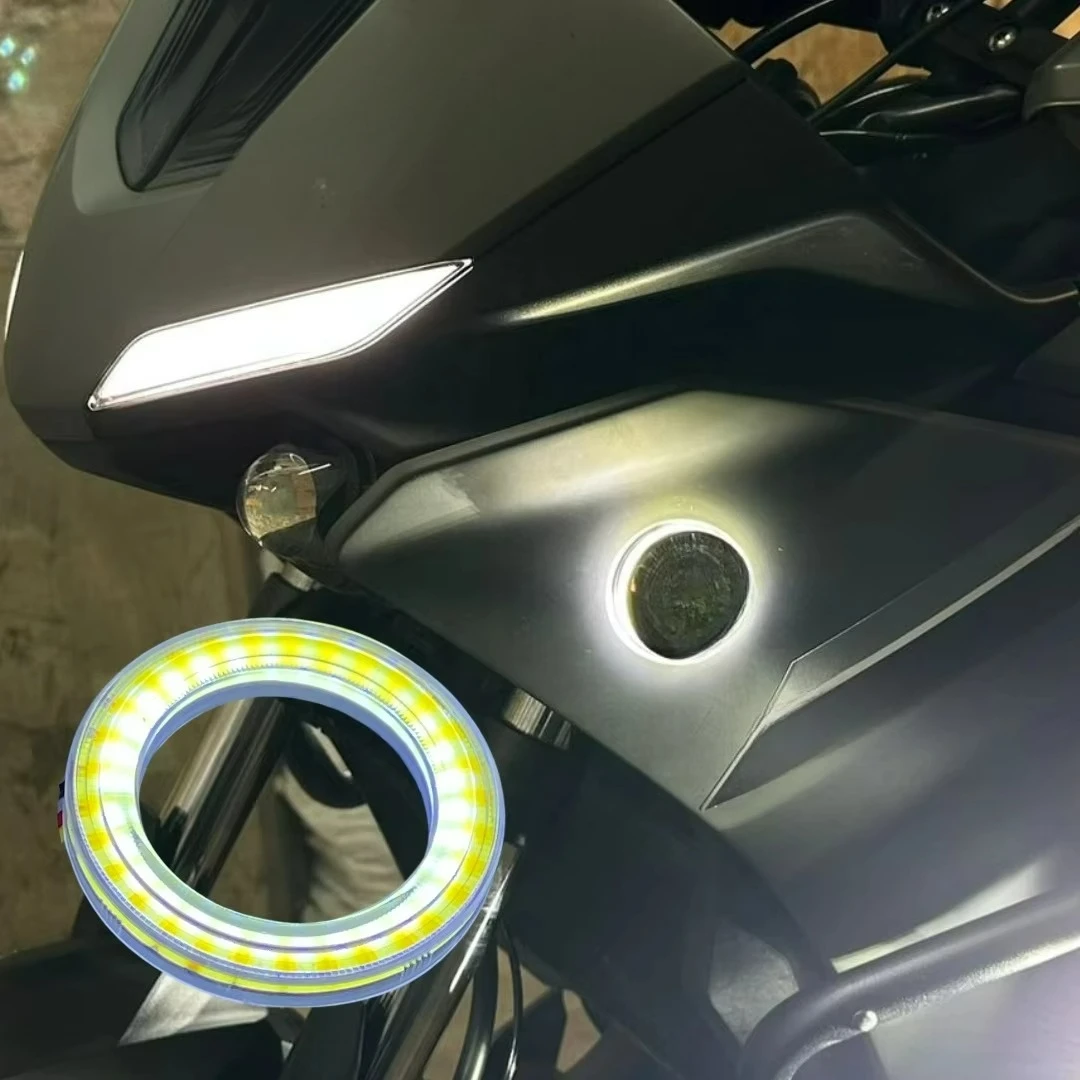 Light Emitting Diode Angel Eye 50mm Motorcycle Light COB Ring Waterproof White/Yellow Ring Light Logo Backlight