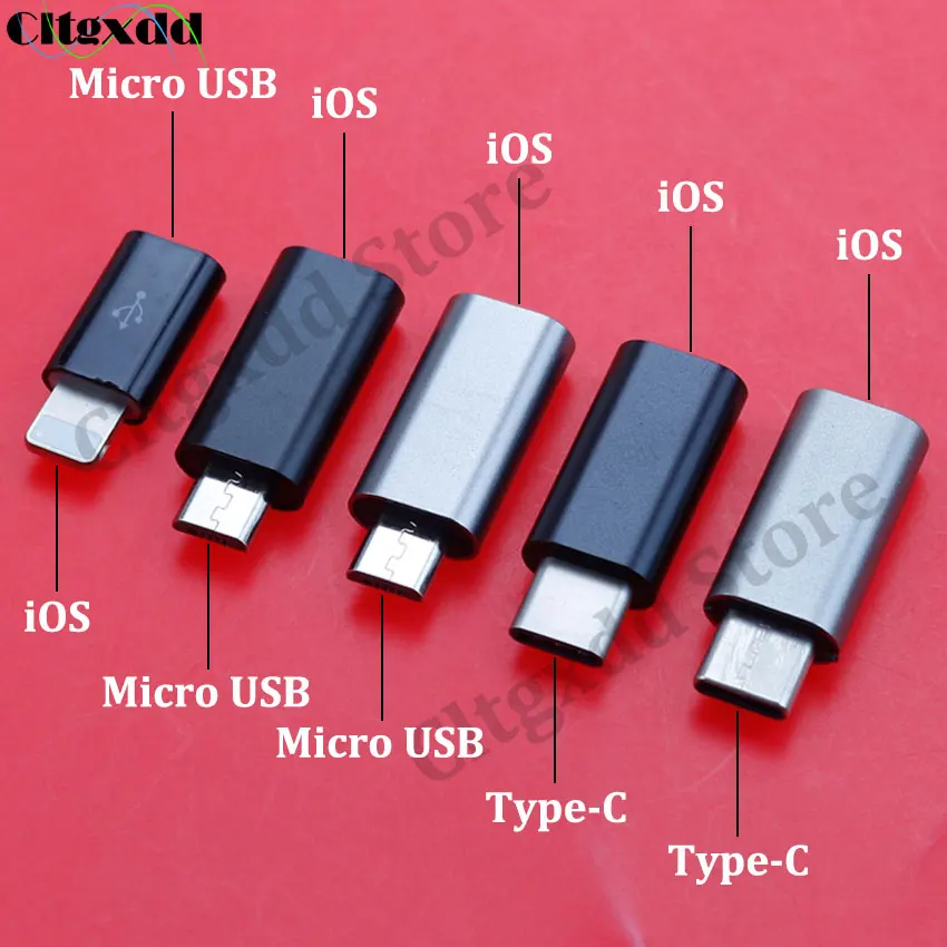 Micro USB IOS Type-C Connector Adapter Male to Female Charging Cable Converter For iPhone Xiaomi Samsung S8 Huawei IPad