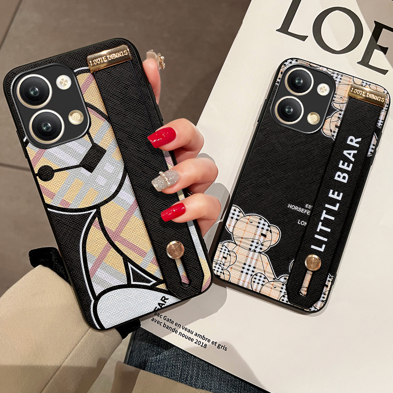 Icool Adequado para reno11 Capa de telefone reno10pro + suporte de pulseira oppoRENO9PRO Capa protetora Big Head Bear 3/
