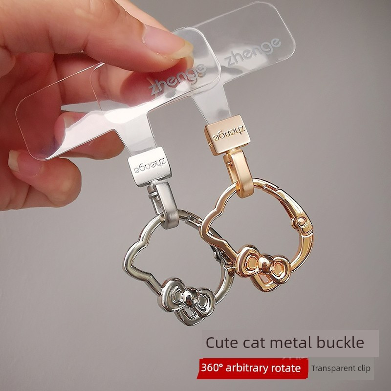 Phone lanyard clip，Cute cat design，Metal rotating head，Transparent thin strap，No higher than the wrist，Bracelet，Gifts