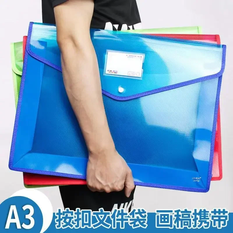 Plastic File Folders, Waterproof Transparent Expandable File Organiser - Portable Large Capacity A3 File Wallet for Office/Bus