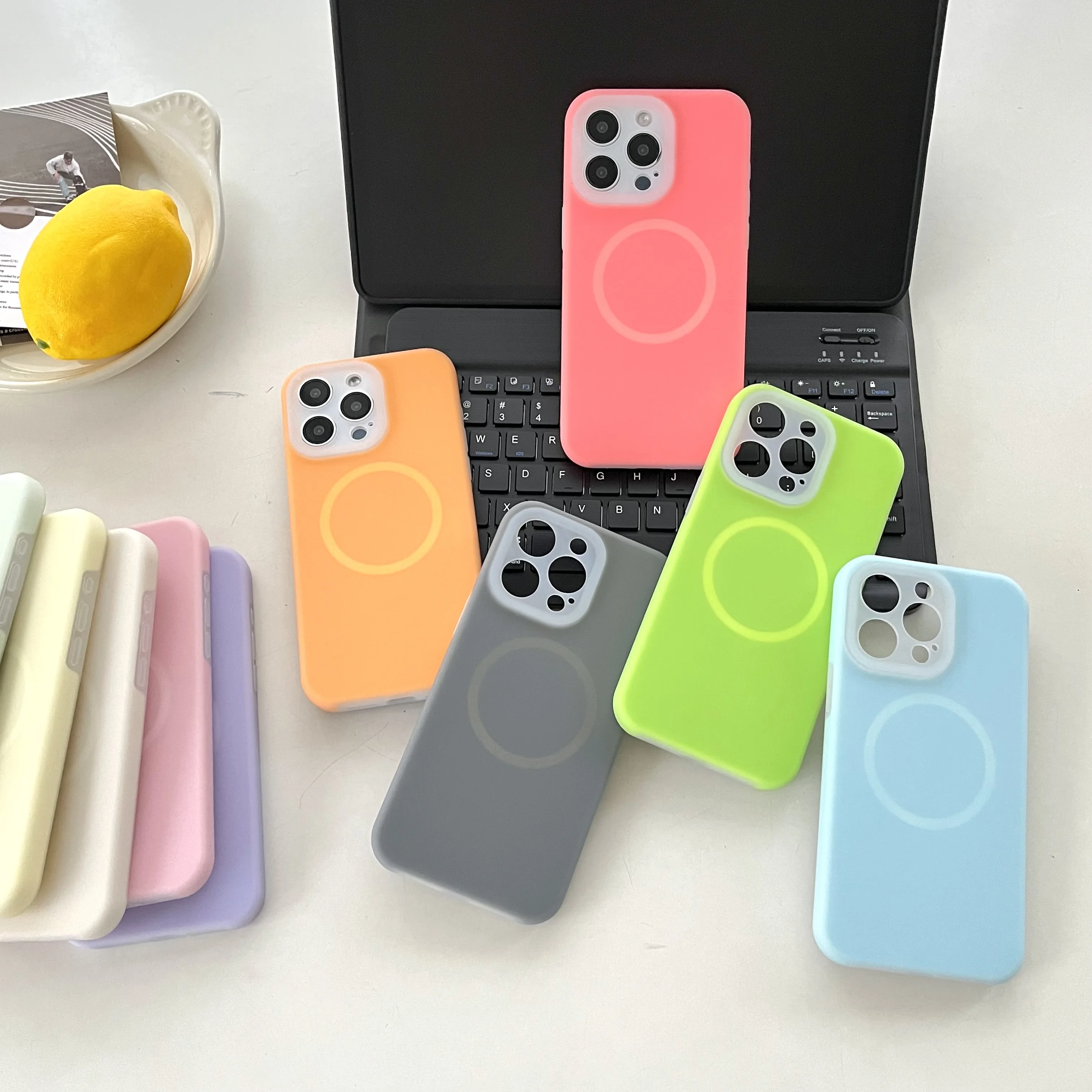 Soft Jelly Liquid Silicone Wireless Charging Magnetic Case For iPhone 16 Pro Max 15 14 17 16e, Skin Fleece Camera Protect Cover