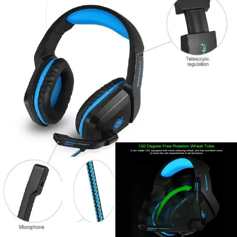 Gaming Headset for PC PS4 Gaming Headphones with HD Flexible Mic 3.5 mm USB Headphone for Xbox PS5 Switch Computer Games (Black)