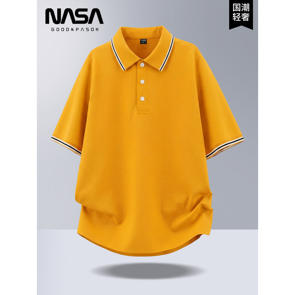 NASA Light Luxury Trendy Men's Cool Camisa POLO de manga curta 2026 Verão Juventude Solta Bonito Camiseta Top