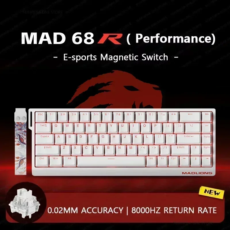AI Madlions Mad 60he Mad 68he Wired Mechanical Keyboard Gaming Magnetic Switch RT 0.02mm 8K Polling Rate RGB Hotswap Keyboard