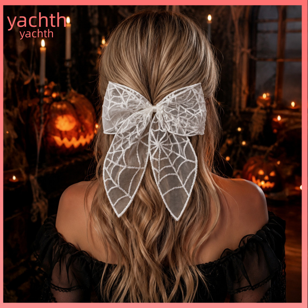 Halloween Hair Accessories Bow Clip Lace Bat Spider Web Embroidery Hairpin Cosplay Party Stylish for Women