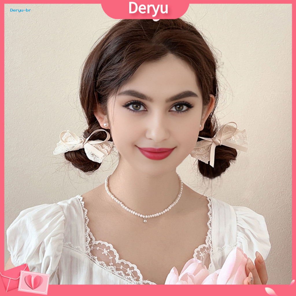 Smooth Edge Hairpin 2pcs Girls Hairpins Soft Lace Satin Ribbon Bow Hair Clips Non-harmful Rounded Bang Styling Accessori