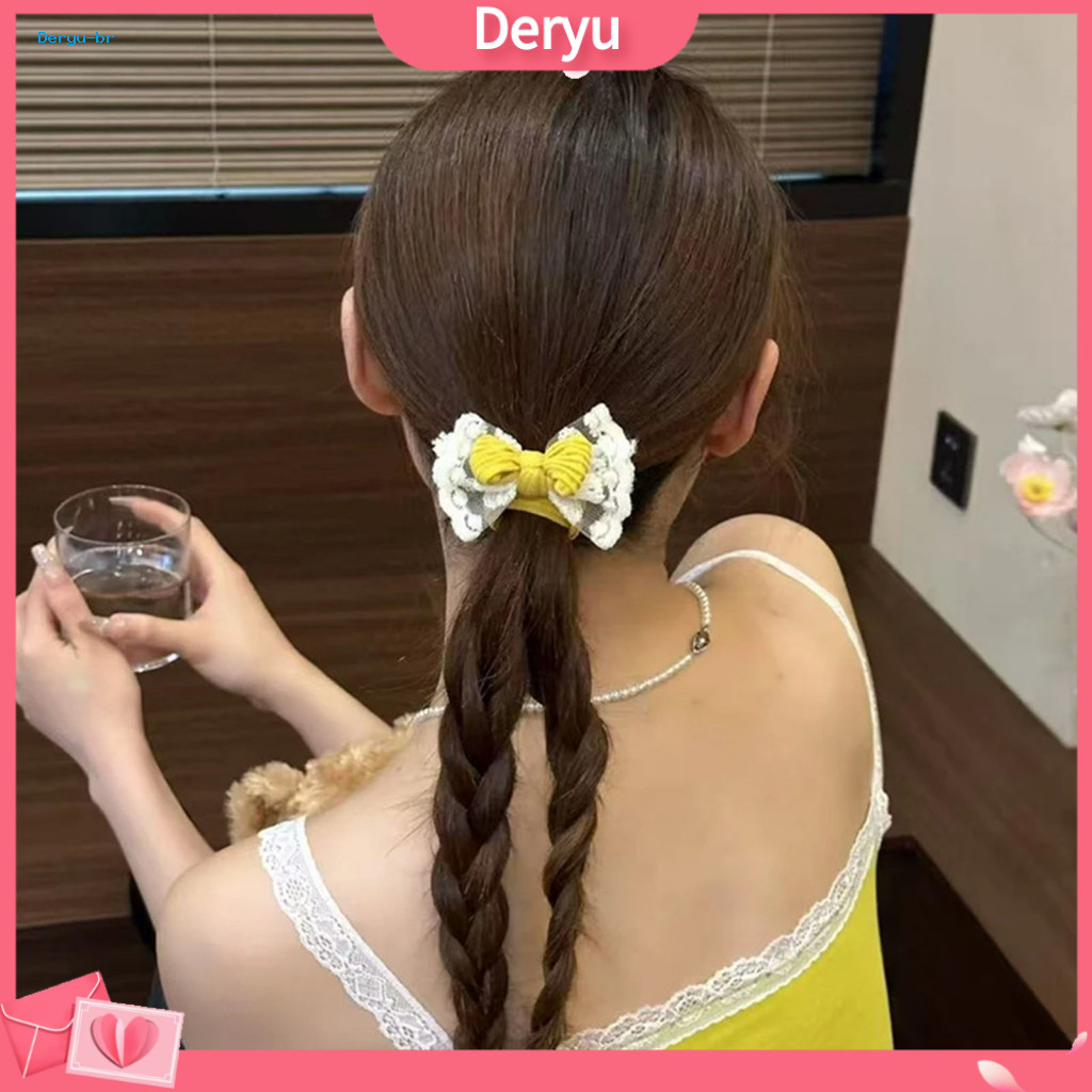 Summer Hair Accessory Comfortable Ponytail Holder High Elasticity Double Layer Lace Bow Tie Embroidered Women’s Stylis