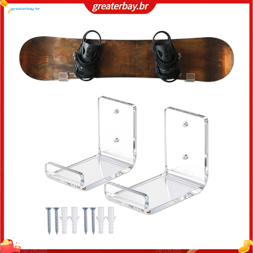 Acrylic Skateboard Wall Mount Bracket – Clear Sturdy Longboard Snowboard Display Rack for Home Garage Office Storage S