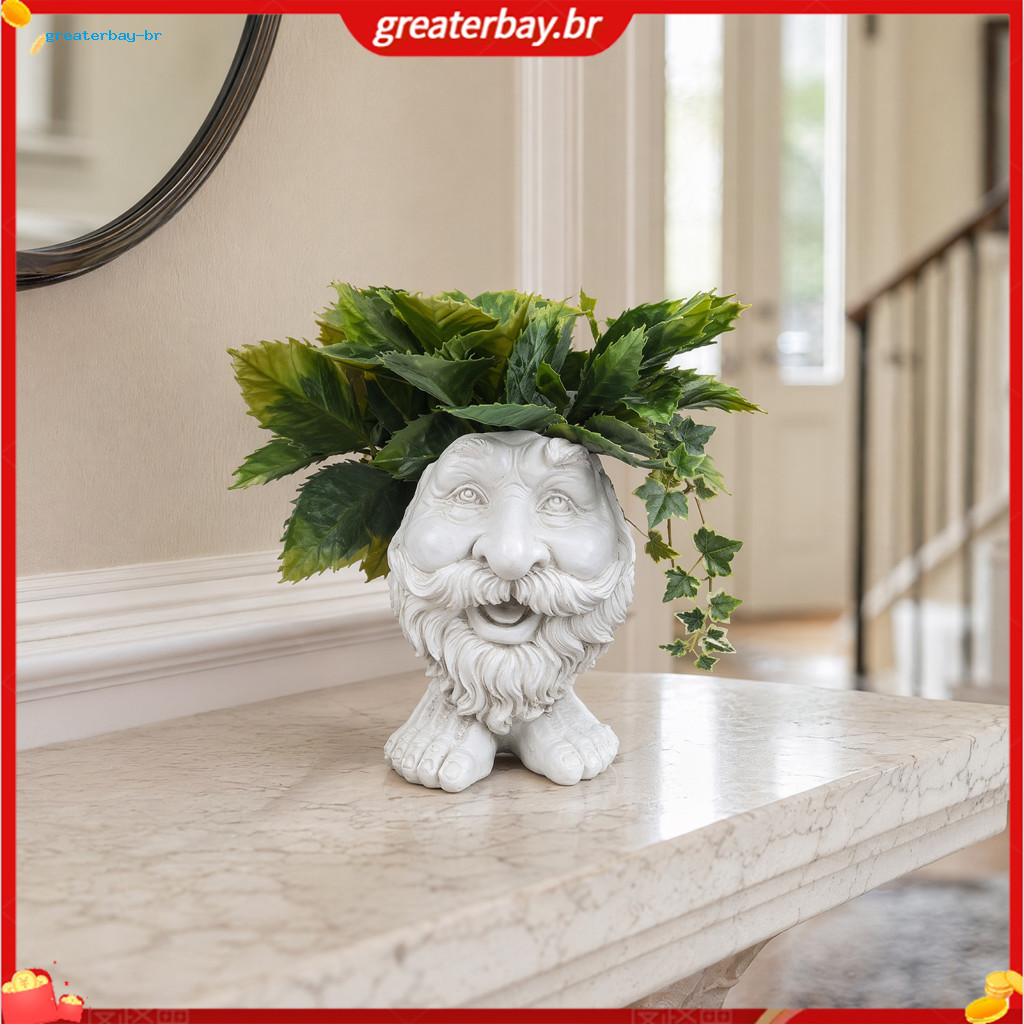 Funny Face Flower Pot Planter Cute Resin Head Shaped Indoor Outdoor Plant Unique Garden Decoration for Home and Office P
