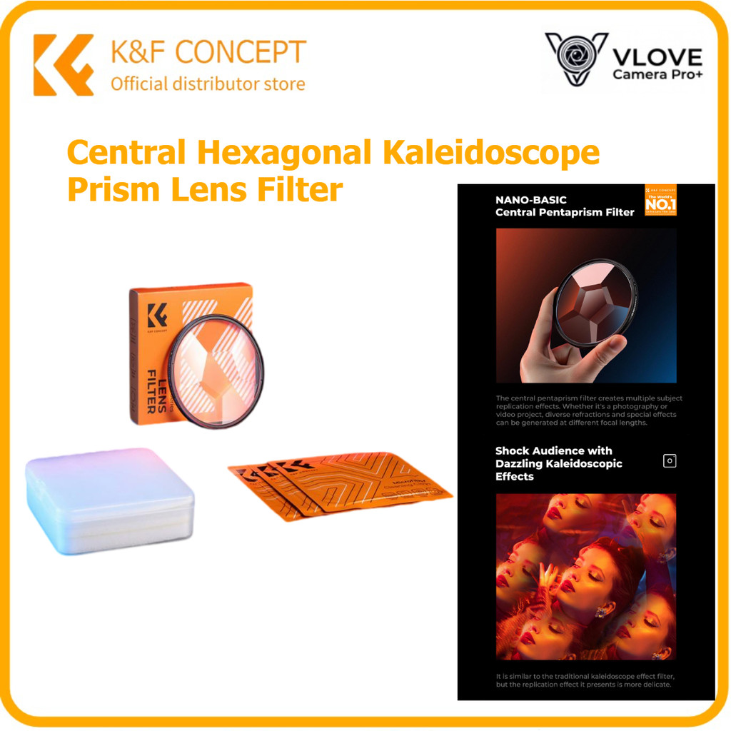 Filtro De Lente Prisma Caleidoscópio K & F Concept-Efeito Especial Hexagonal Central .