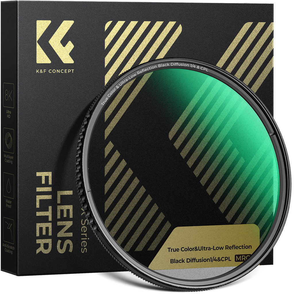 K & F Concept Nano-X À Prova D'água E De Arranhões Dois Em Um 49-95 Mm Difusão Preta 1/4 Filtro Polarizador Circular CPL