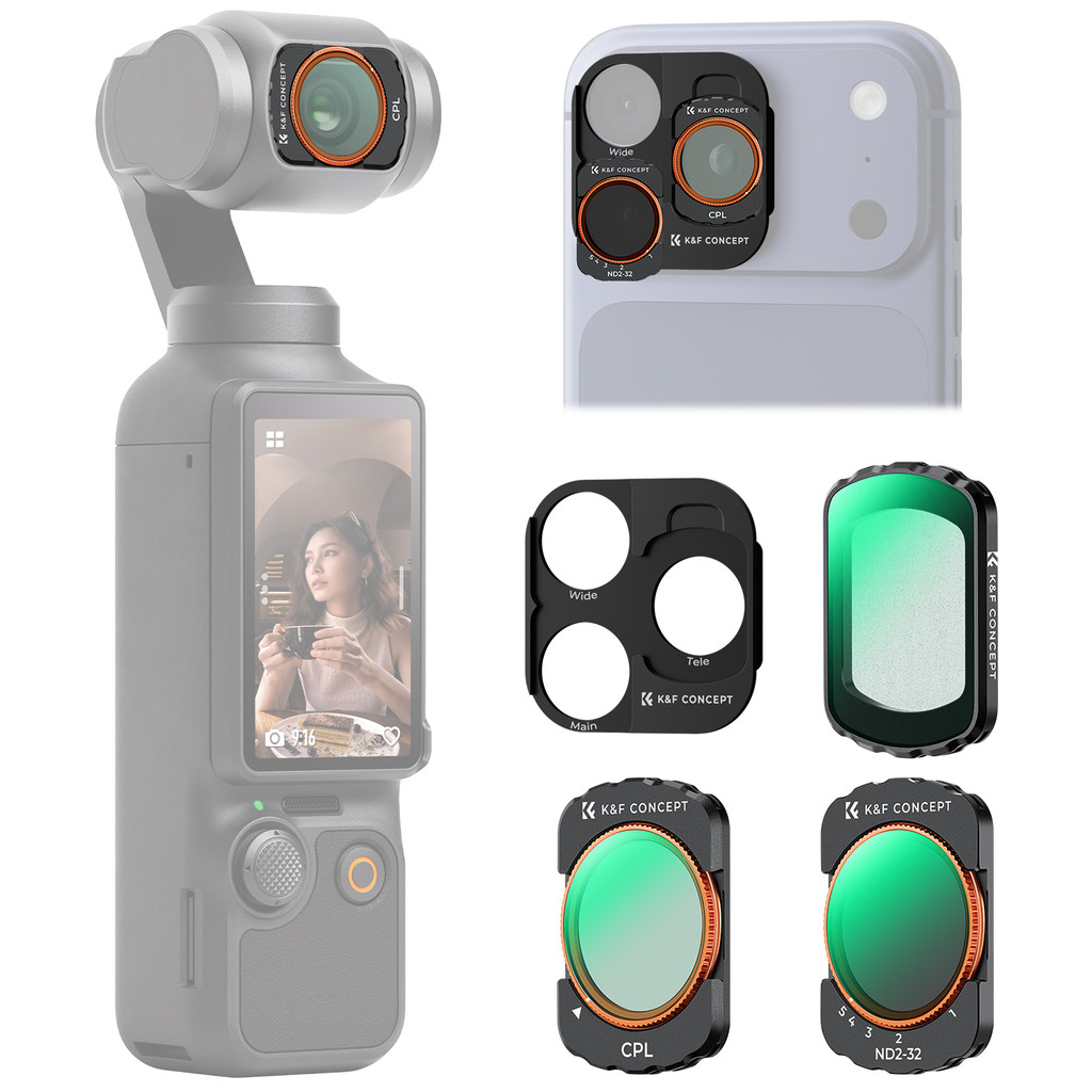K & F Concept Filtro De Luz Suave Preto 1/4 Ajustável VND2-32 Kit De Polarizador Magnético Adaptador Para Telefones E DJ