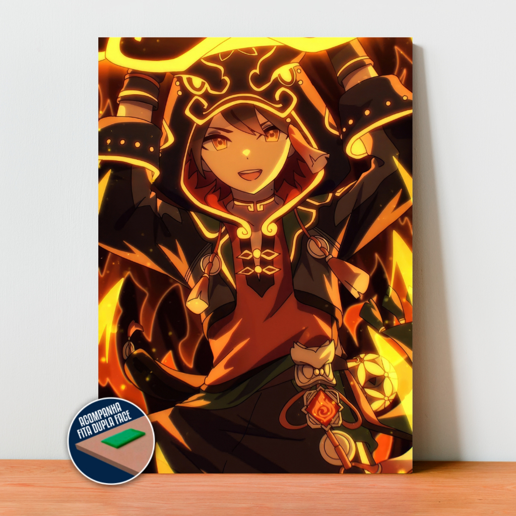 Quadro Placa Decorativa Gaming Genshin Impact em MDF | 20x28cm