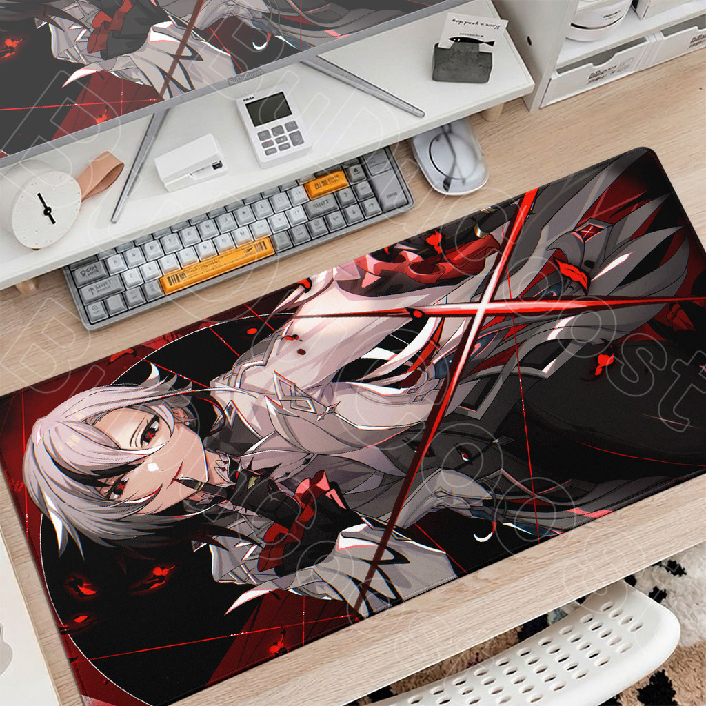 Gaming Genshin Impacto Mousepad Grande Computador Gamer Teclado Tapete Legal Arlecchino Anime Almofada De Mesa Portátil