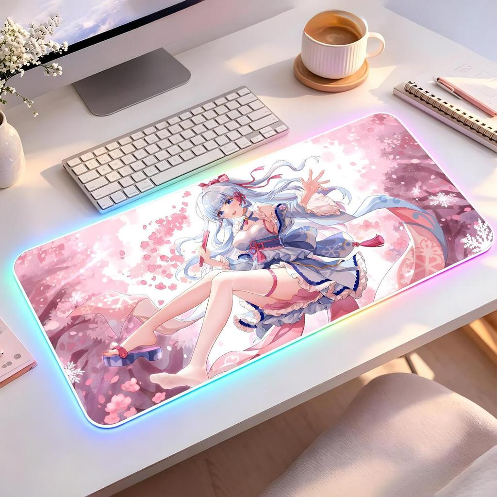 Gaming Mouse Pad Grande Mousepad Teclado Gamer Genshin Impacto Kamisato Ayaka Almofada Portátil Tapete De Mesa RGBMouse