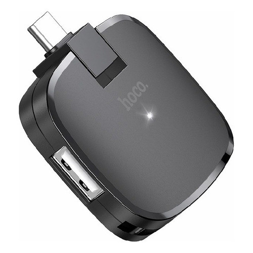 Cabo Adaptador Otg Smartphone Tipo C 3 Hub Usb Hoco Cor Preto