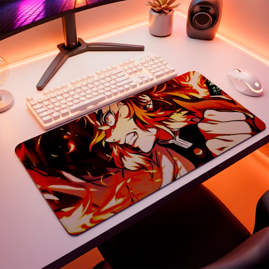 Mouse Pad Gamer Nerd Anime Cartoon Chamas Acabamento Premium Bordas Costuradas Com Cores Vivas e Tamanhos Variados