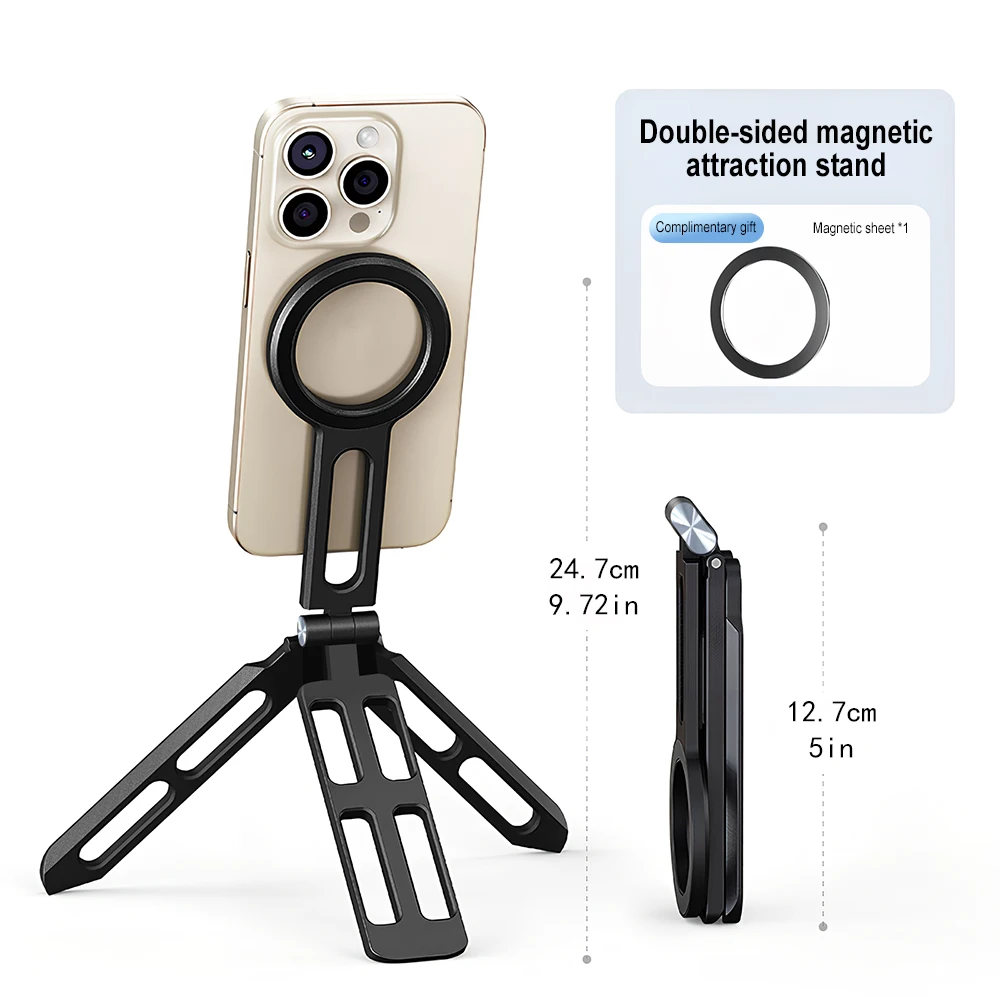 Foldable Magnetic Phone Holder Desktop Lazy Tripod Cell Phone Stand For Magsafe iPhone 17 16 15 14 13 Pro Max Smartphone Bracket