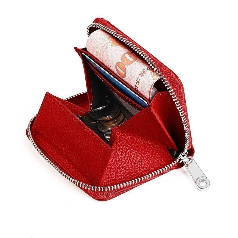 (Ac)RFID Porta-Moedas Antifurto Estilo Japonês para Homens e Mulheres Carteira de Couro Genuine Bolsa de Moedas Porta-Ca