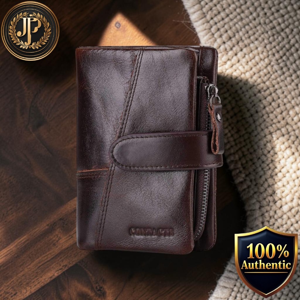 [Gofelt] Men’s Bifold Wallet, Genuine Cowhide Leather, Zip-Around Design, 14 Card Slots
