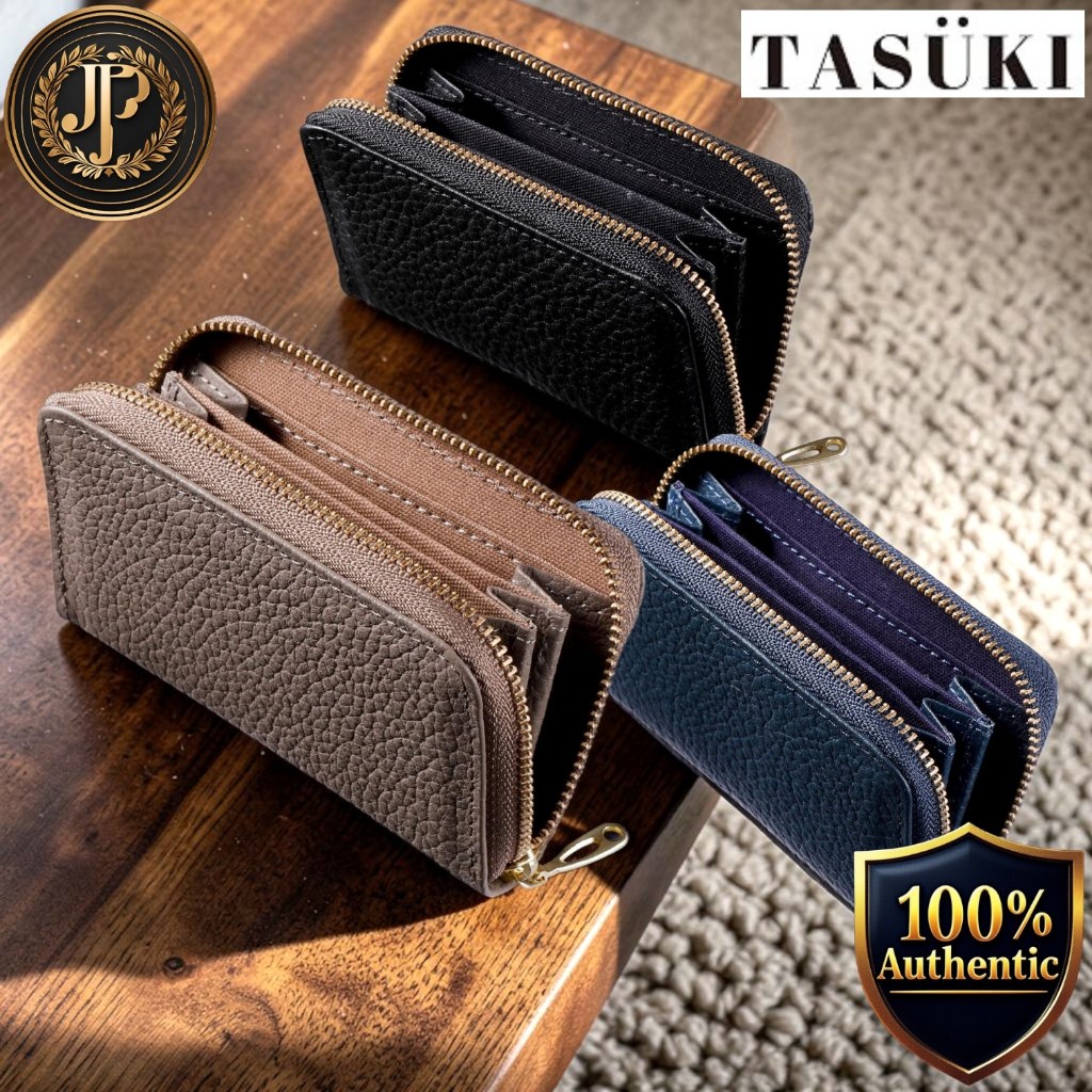 [TASUKI] Men’s Slim Compact Genuine Leather Mini Wallet with Coin Pocket, Handcrafted