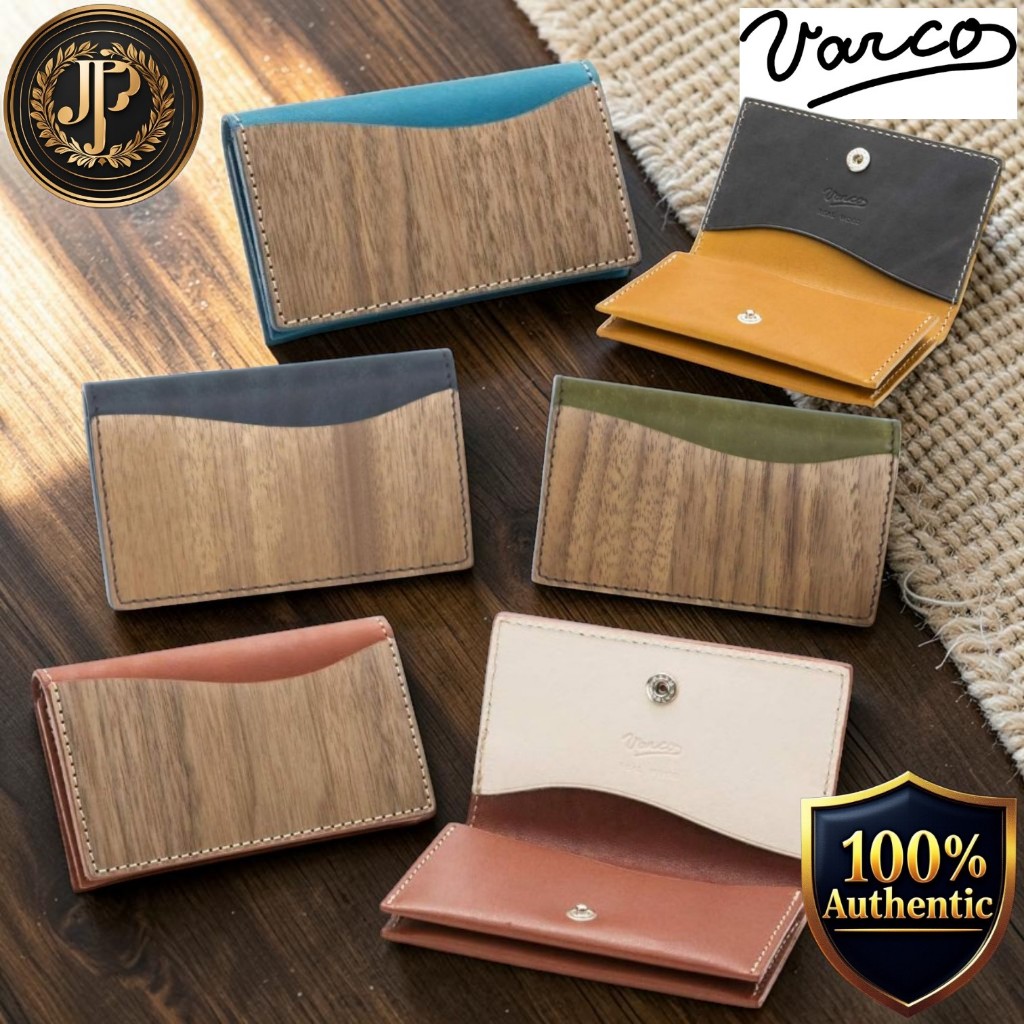 [VARCO REAL WOOD] Design Card Case, Unisex Genuine Leather and Natural Wood Business Card Holder