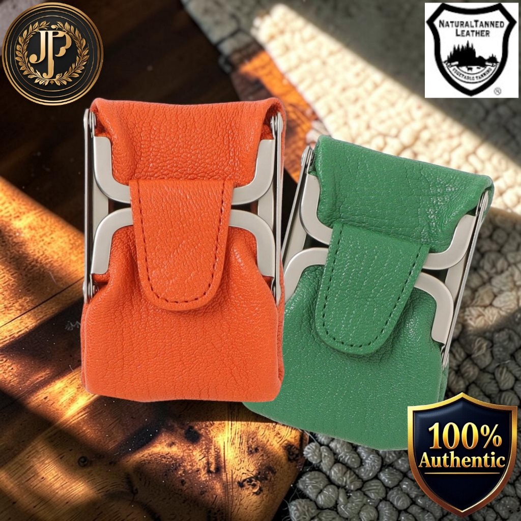 [SOPO] Genuine Cowhide Leather Coin Case, Unisex Mini Compact Coin Purse, Stylish & Easy to Use