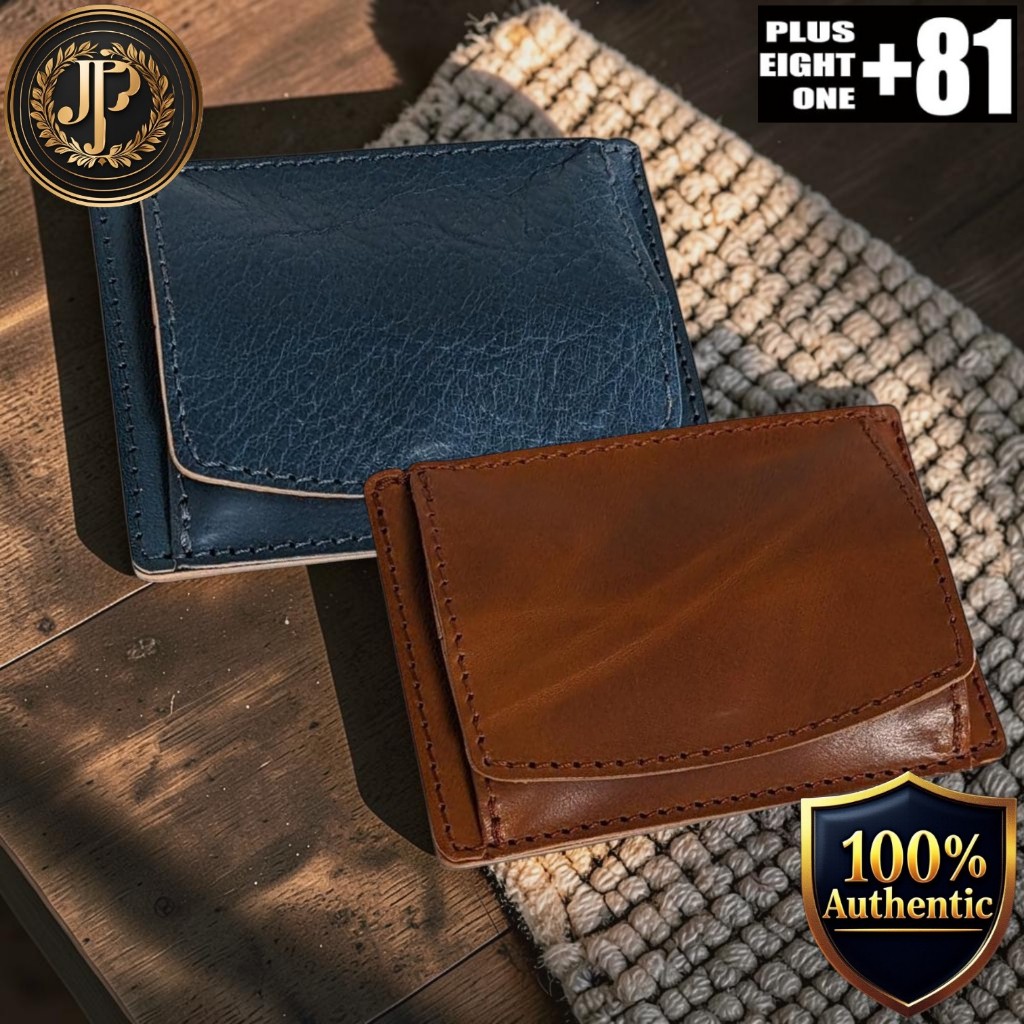 [PLUS EIGHT ONE +81] Made in Japan Italian-Style Compact Wallet & Pass Case, Premium Genuine Leather