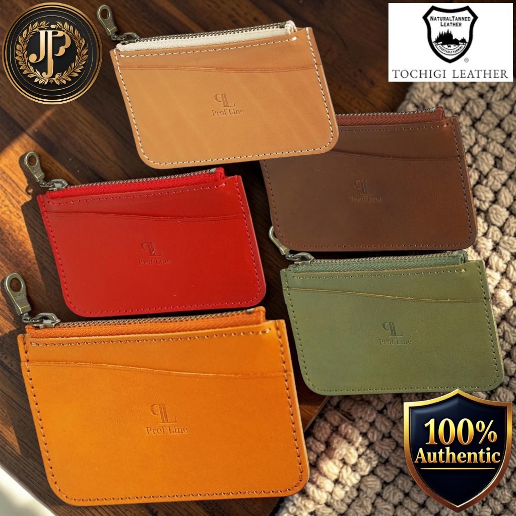 Tochigi Leather Zip-Around Coin Case with Card Slot, Genuine Vegetable-Tanned Nume Leather
