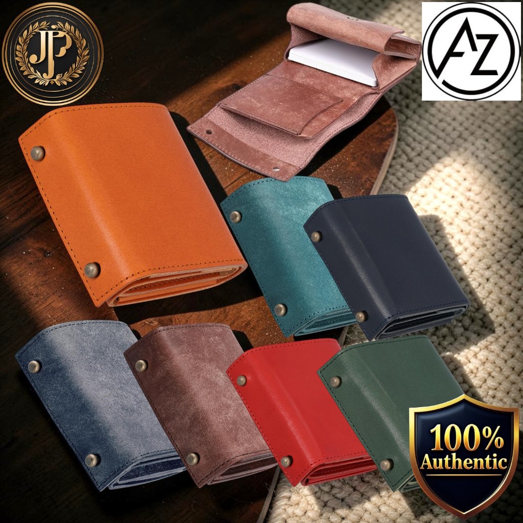 [ASIAN ZACCA] Genuine Leather Mini Wallet, Made in Japan — Box Coin Pocket, Keeps Bills Flat
