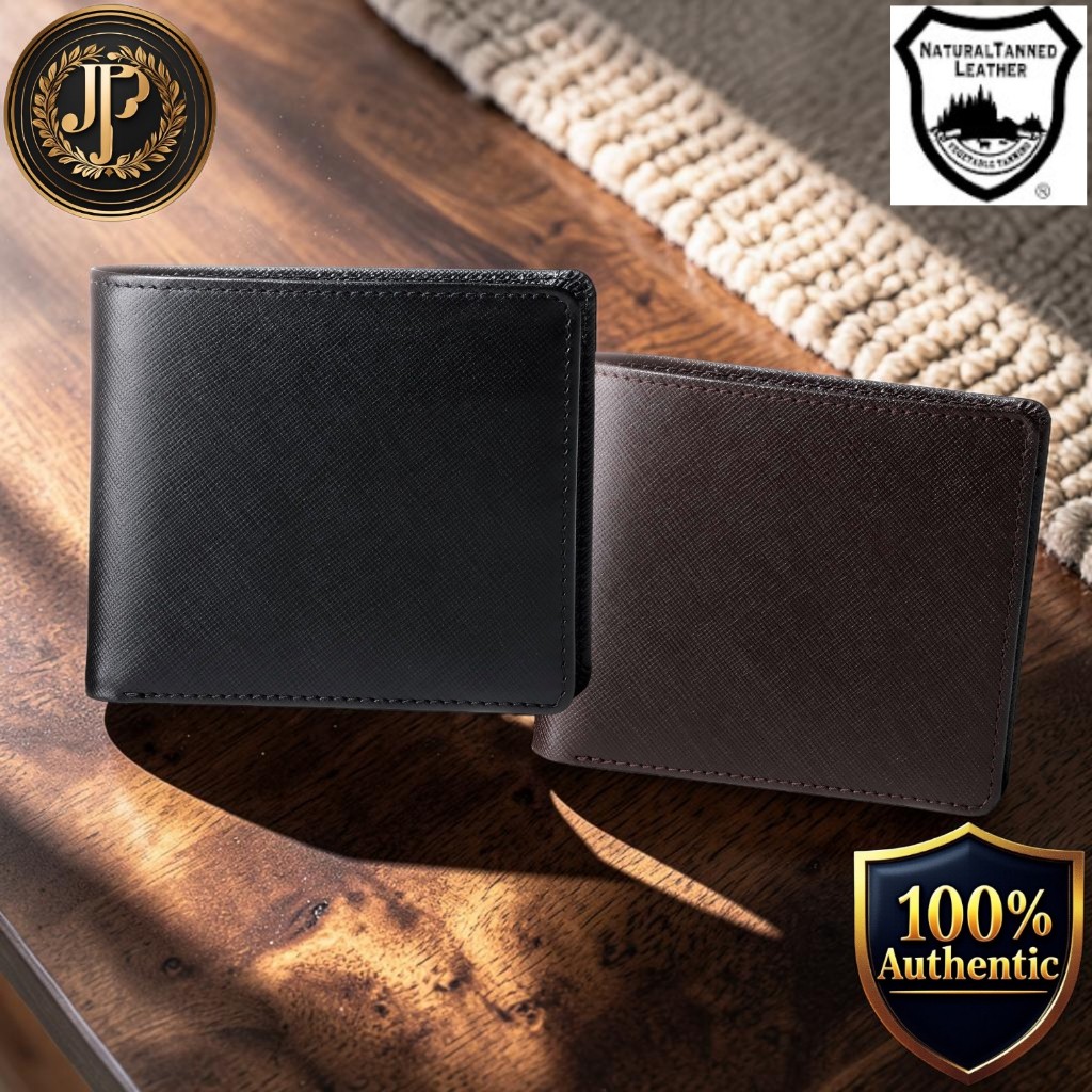 [Tokyo Shitamachi Kobo] Men’s Bifold Wallet, Genuine Saffiano-Embossed Tatsuno Leather
