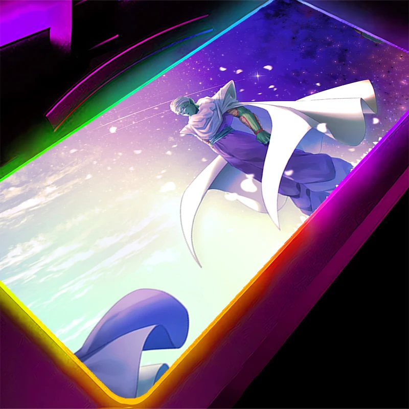 Anime RGB Pad Mouse Dragon Ball Piccolo Backlight HD Print DBZ Computer Gamer Lock Edge LED Mousepad Keyboard PC Mice Mats Pad