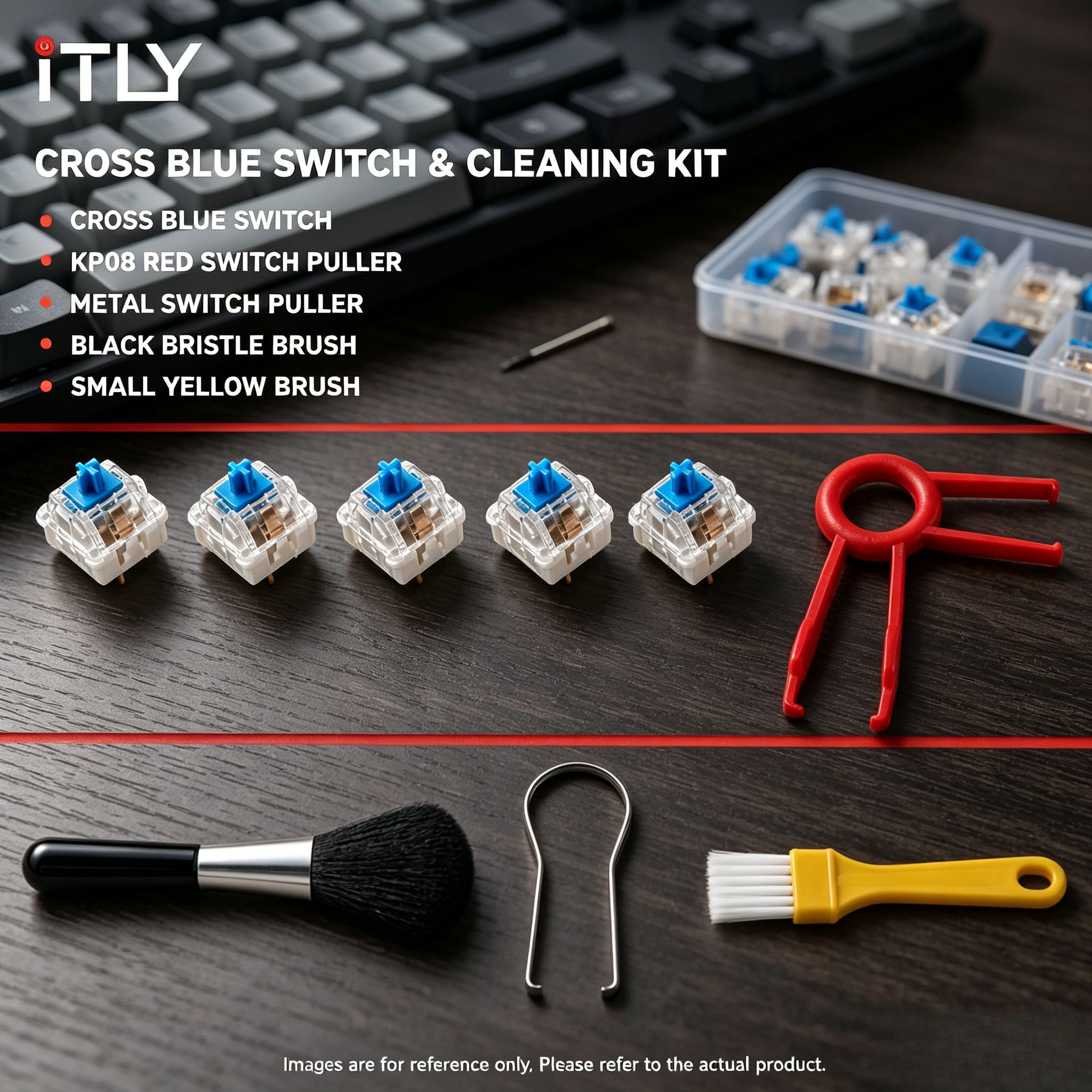 Kit Completo de Reparo para Teclado Mecânico MX Interruptor Hotswap 3 Pinos Azul Vermelho Preto Marrom Dourado com KP08