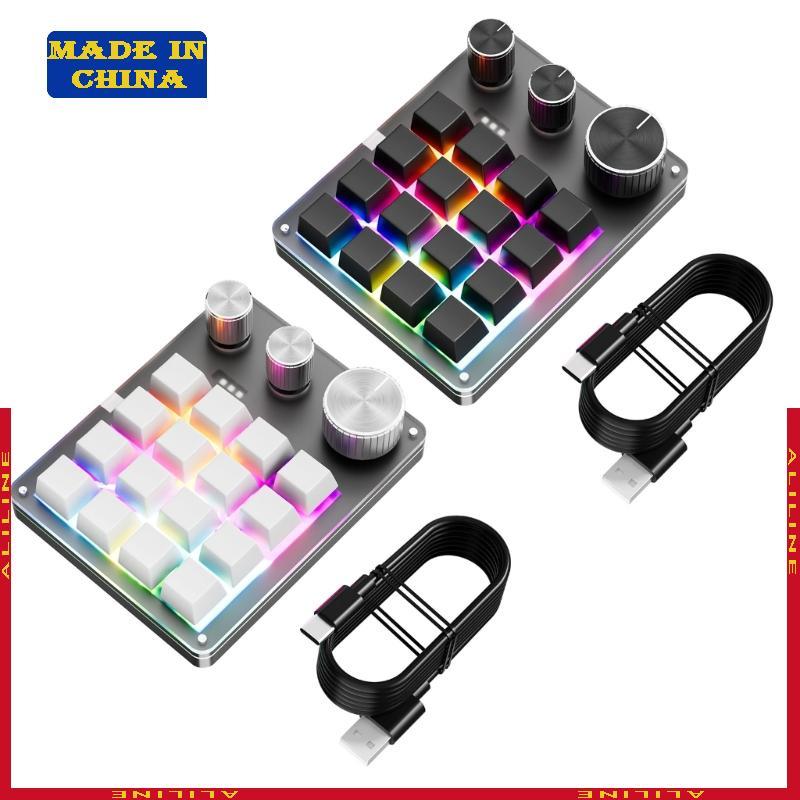 Teclado Programável Macro USB C Mecânico Hotswap 16 Teclas E 3 Botões