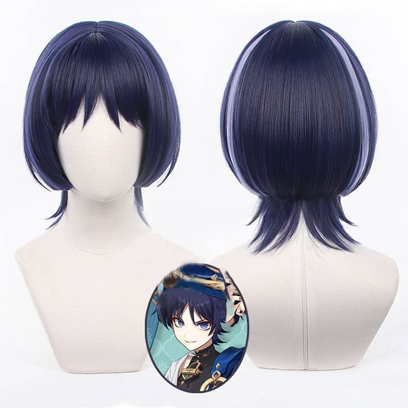 [BANY] Genshin Impact Scaramouche Peruca Cosplay Pré Estilo Perucas Sintéticas Resistentes Ao Calor Halloween Para Anime