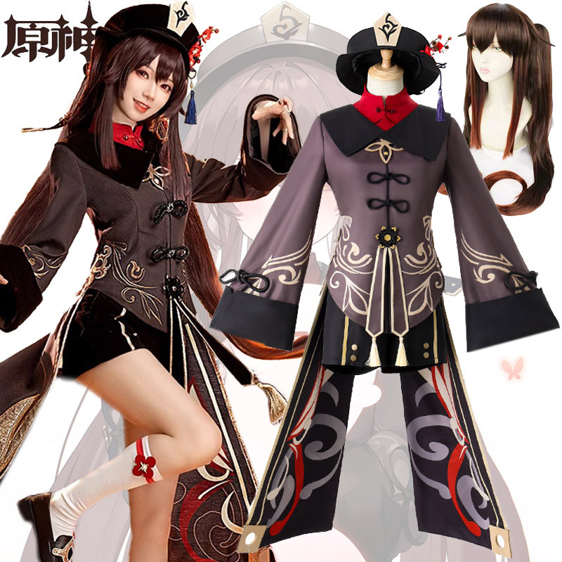 Genshin Impact Hutao Cosplay Jogo Anime Hu Tao Conjuntos Uniformes Halloween Estilo Chinês Zumbi Lolita Roupas