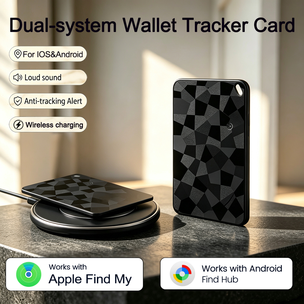 Carteira Inteligente Rastreador Cartão Sistema Duplo GPS Localizador de Itens Recarregável Compatível com Apple Find My