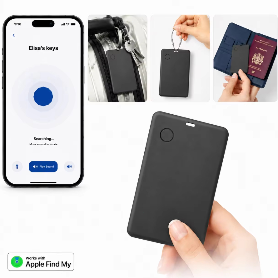 Cartão de rastreamento de carteira ultrafino, compatível com Apple < Find My Device}, localizador de itens Anti-perda Bl