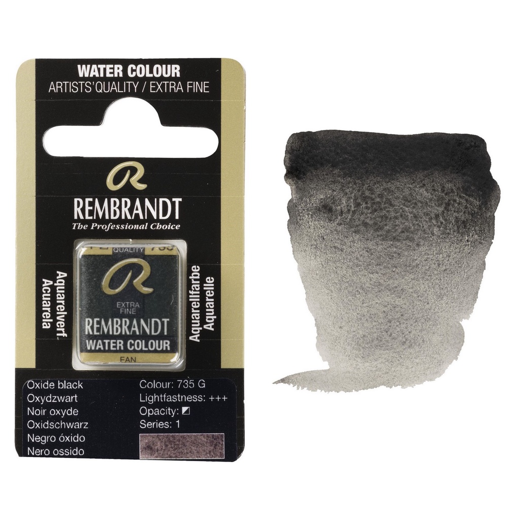 AQUARELA TALENS REMBRANDT HALF PAN 735 OXIDE BLACK GRANUL  S1
