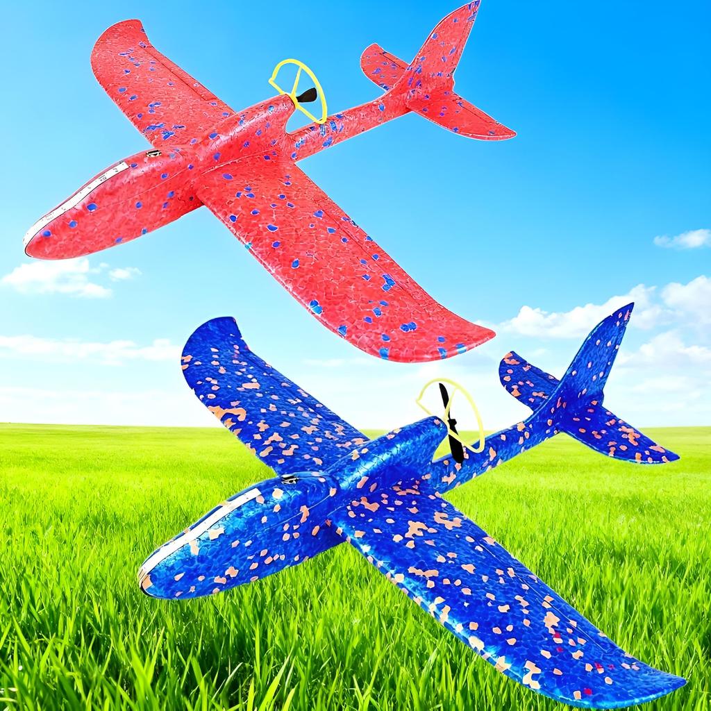 Avião Planador Elétrico de Espuma com LED - Brinquedo de Voo Automático para Crianças Red