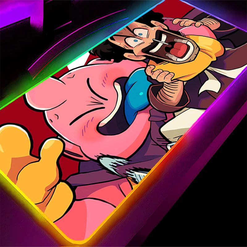 Computer Backlight Mouse Pad DBZ RGB Dragon Ball Majin Buu Gaming MousePad Large LED Gamer keyboard pad PC Desk Mat tapis souris