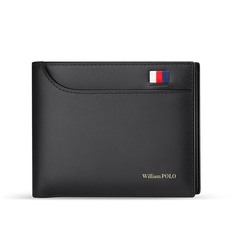 WILLIAMPOLO Carteira De Couro Bifold Genuína Para Homens