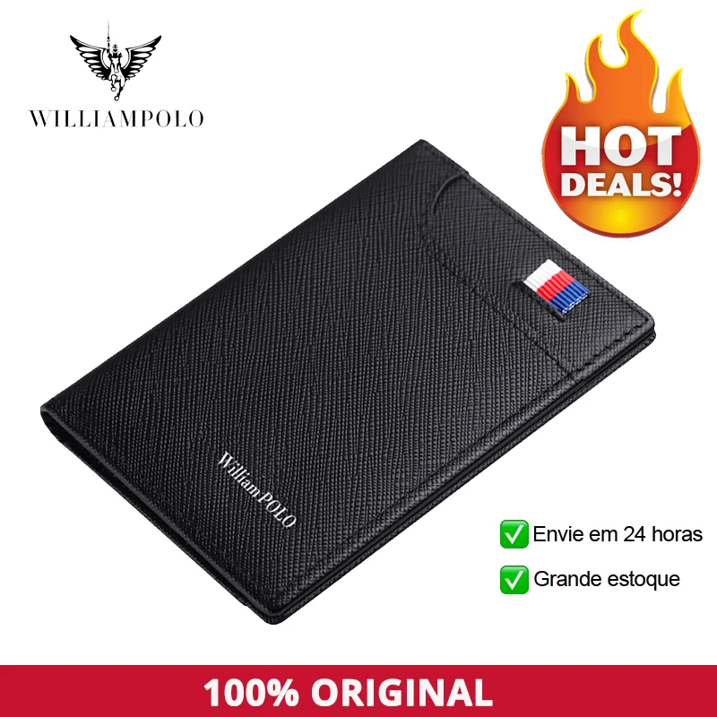 Carteira Porta Cartão Masculino WILLIAMPOLO Couro Legítimo Slim Luxo