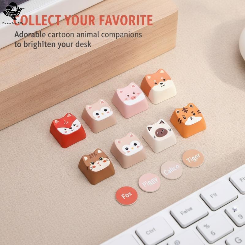 PFG Cute Kawaii Animal Gaming Keycaps 5/10PCS Acessórios Decorativos Personalizados Para Configuração De Teclado Mecânic