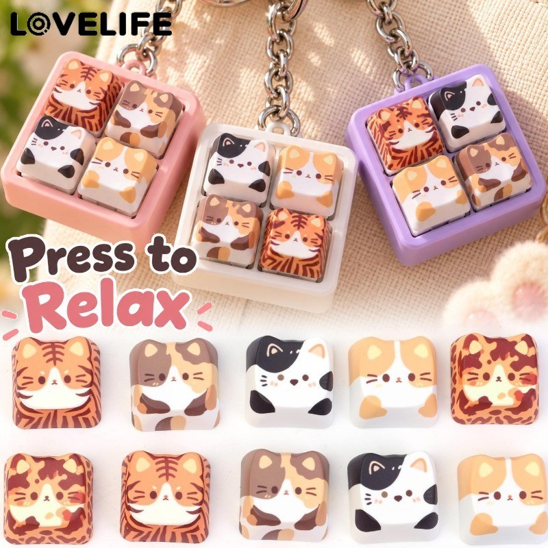 [Veículo] Keycap PBT Da Série Cat Cute , Impressão De Transferência De Calor , Resistente Ao Desgaste , Não Gorduroso ,
