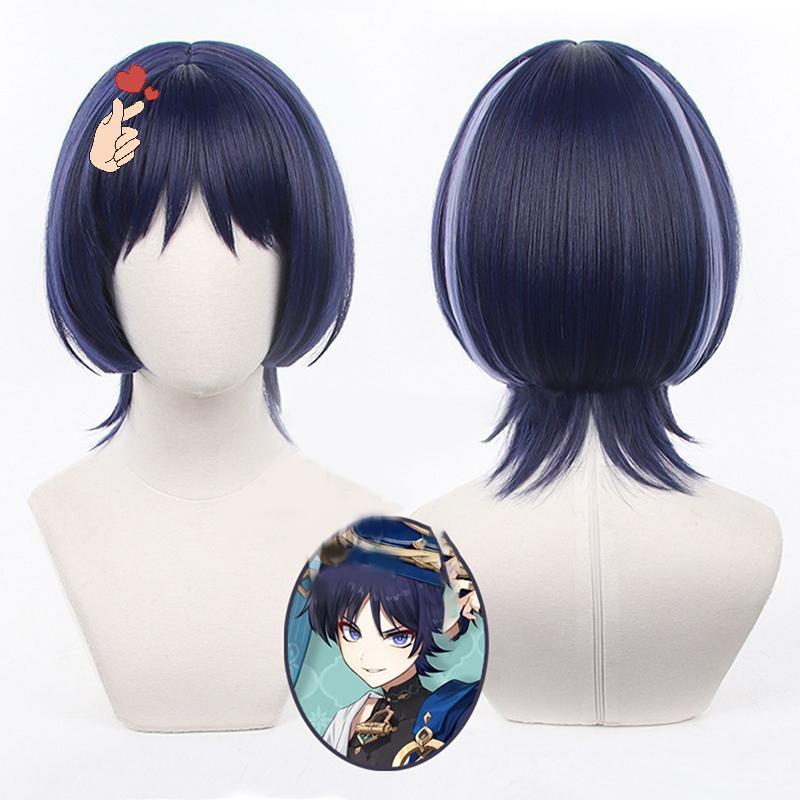 [PEBR] Genshin Impact Scaramouche Peruca Cosplay Pré Estilo Perucas Sintéticas Resistentes Ao Calor Halloween Para Jogo